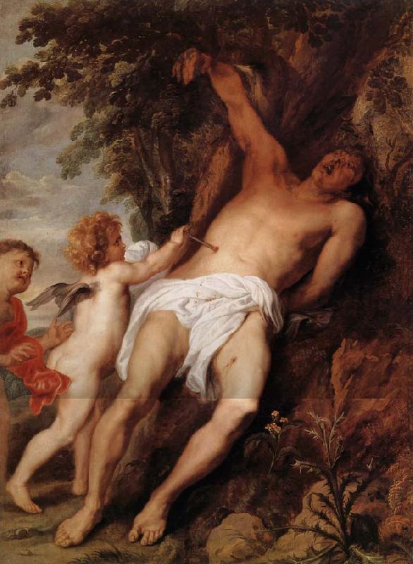 Anthony Van Dyck Saint Sebastien secouru par les anges oil painting image